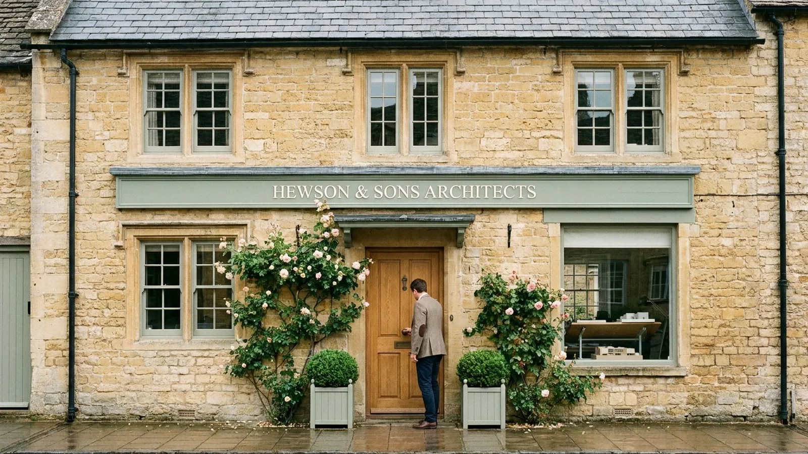 Professional business premises on a Cotswold high street with stone facade
