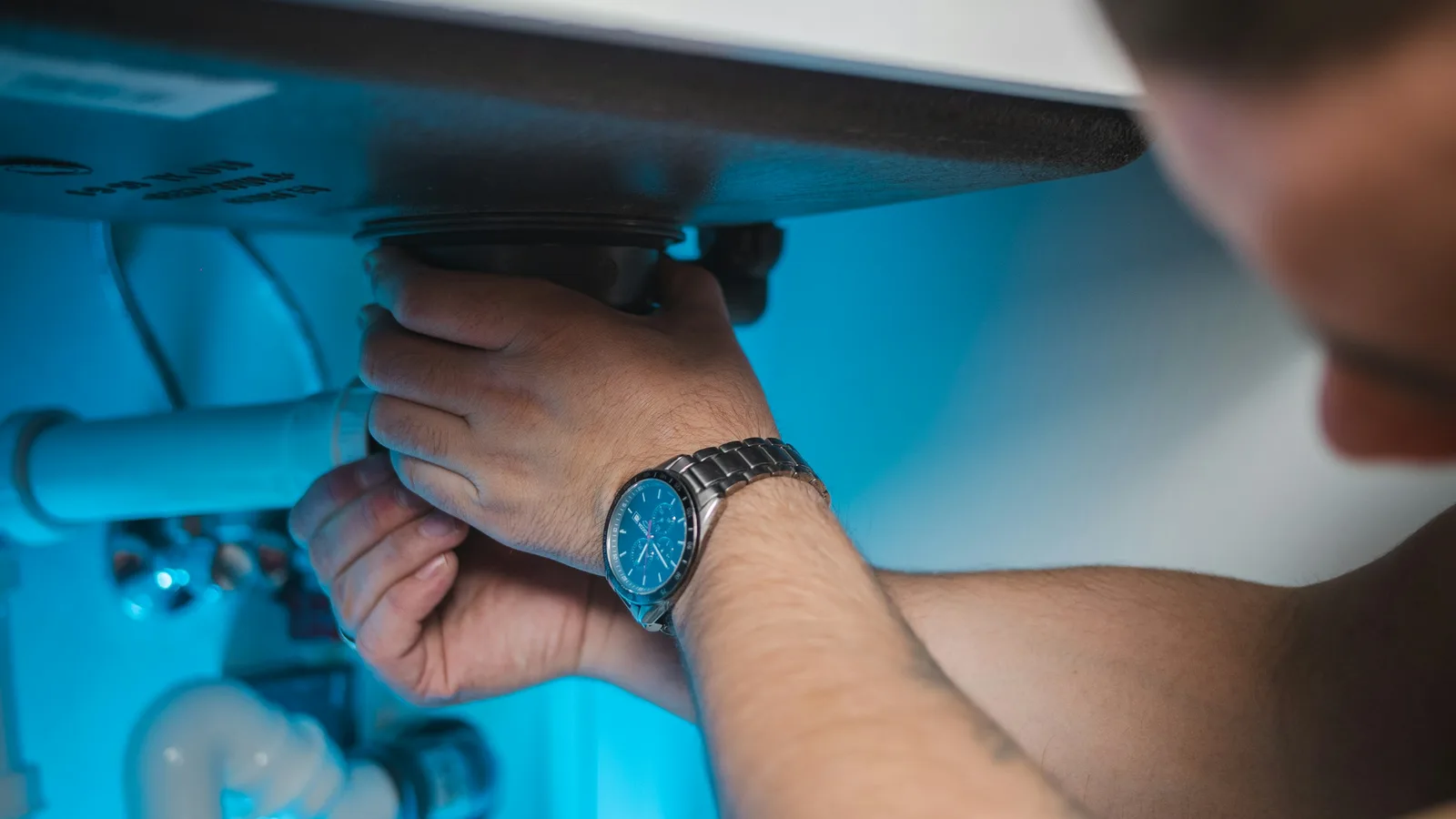 Plumber working on a domestic installation
